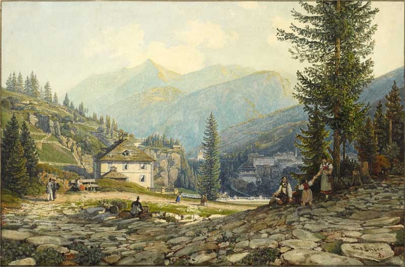 View of the Residence of Archduke Johann in Gastein Hot Springs. Thomas Ender 