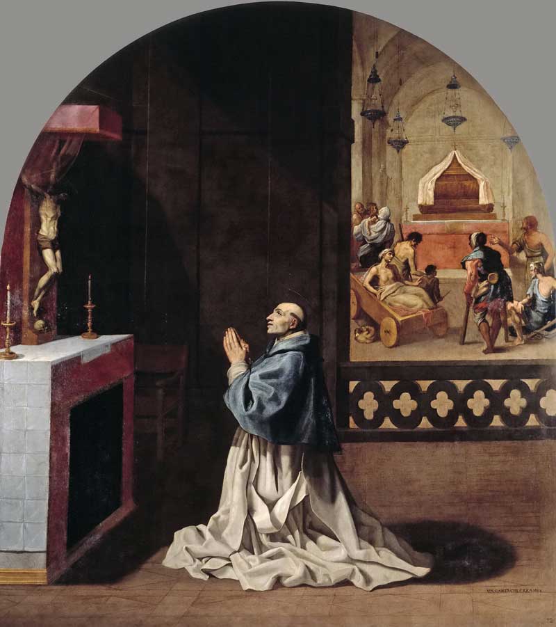 Father Bernard praying in a monastery. Vincenzo Carducci