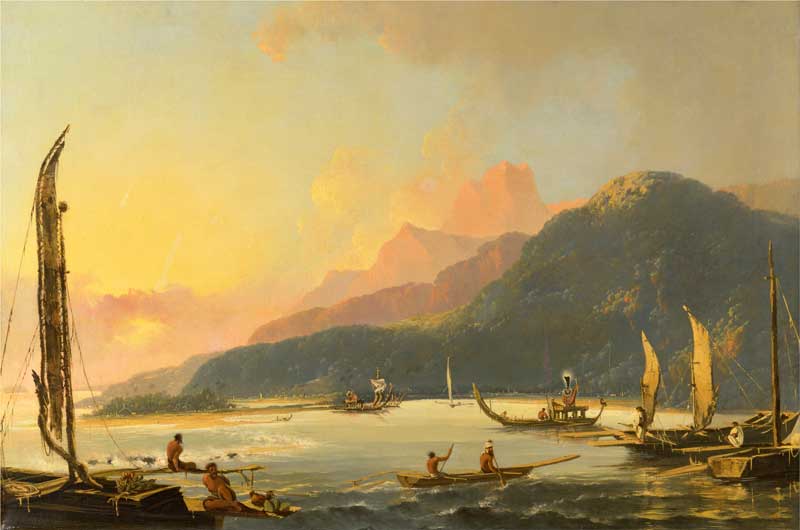 Tahitian War Galleys in Matavai Bay, Tahiti, William Hodges