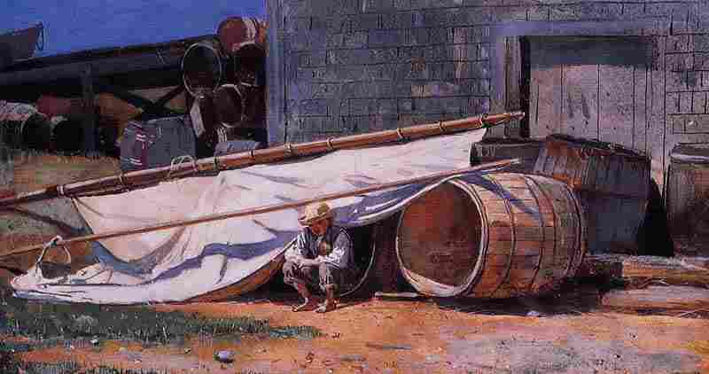 Boy in a Boatyard aka Boy with Barrels, Winslow Homer