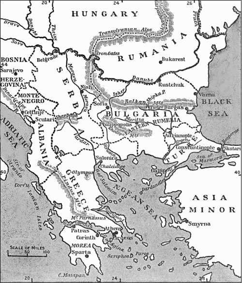 sketch map of the Balkan peninsula