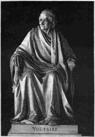 VOLTAIRE. (From the statue by Houdon in the Comédie Française.)
