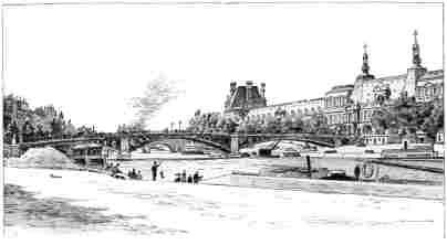 THE PONT DU CARROUSEL AND THE LOUVRE, FROM THE QUAI MALAQUAIS.