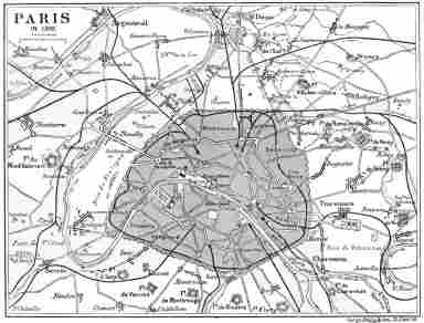 MAP OF THE FORTIFICATIONS AT THE SIEGE OF PARIS.