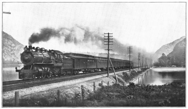 A MODERN LOCOMOTIVE—THE TWENTIETH CENTURY LIMITED AT A SPEED EXCEEDING NINETY MILES AN HOUR