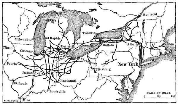 A TRUNK SYSTEM—THE VARIOUS BRANCHES EXTEND INTO COAL, GRAIN, IRON, CATTLE, TIMBER, AND TOBACCO REGIONS