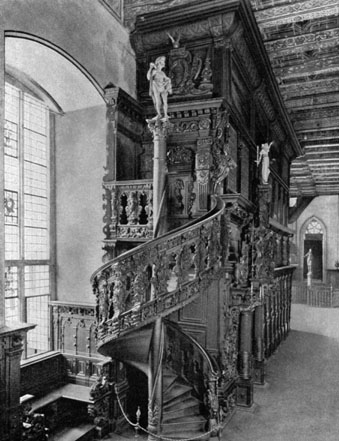 The winding staircase in the Gulden Chamber of the Town-hall at Bremen