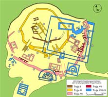 Plan der archäologischen Stätte von Troia