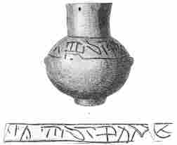 No. 3. (a). Inscribed Terra-cotta Vase from the Palace (8 M.). (b). The Inscription thereon.