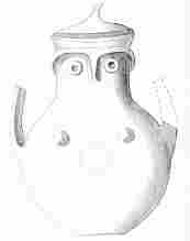No. 173. Splendid Trojan Vase of Terra-cotta, representing the tutelary Goddess of Ilium, θεὰ γλαυκῶπις Ἀθήνη. The cover forms the helmet. (8 M.)