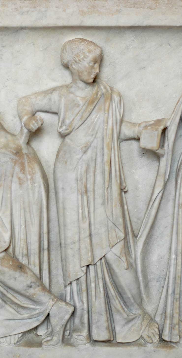 Clio, Sarcophagus, Louvre Ma475