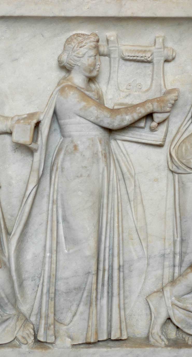 Erato, Sarcophagus, Louvre Ma475