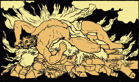 Heracles burning on Mount Oeta