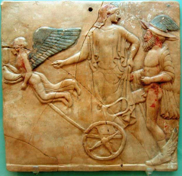 Pinax: Eros, Hermes and Aphrodite