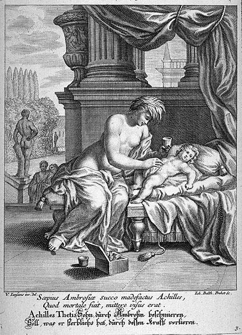 Thetis ölt Achilles mit Ambrosia ein, Johann Balthasar Probst 