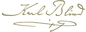 Author signature. Karl Blind.