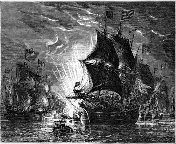 THE FIRE-SHIPS ATTACKING THE ARMADA