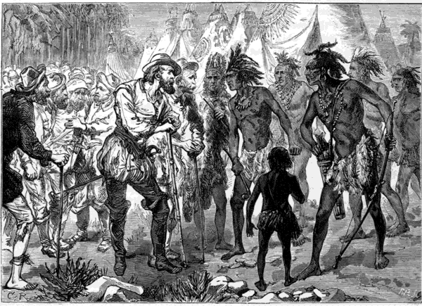 ARRIVAL OF OJEDA AND HIS FOLLOWERS AT THE INDIAN VILLAGE