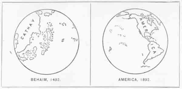 Globes (Behaim 1492, America 1892)