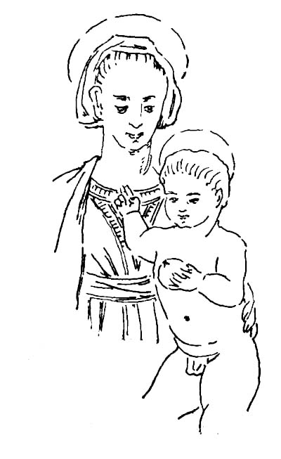 VIRGIN AND CHILD (Florentine, 1480. South Kensington Museum).