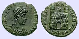 Flavius Victor, auf Münze dargestellt als Hoffnung der Römer 