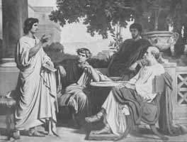 Vergil, Horaz und Varius im Haus des Maecenas