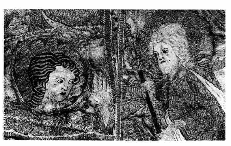 Plate II.—Two Heads from a XIVth Century English Cope preserved at Steeple Aston, Oxfordshire.