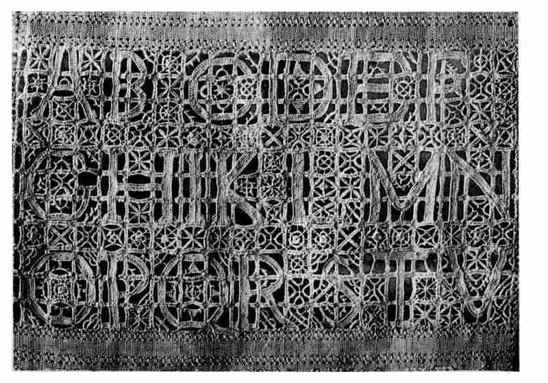 Plate IX.—Cutwork Lettering taken from a XVIIth Century English Sampler.