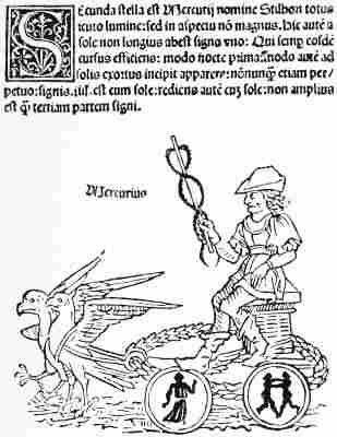 Woodcut of mercury from the Hyginus of 1482.