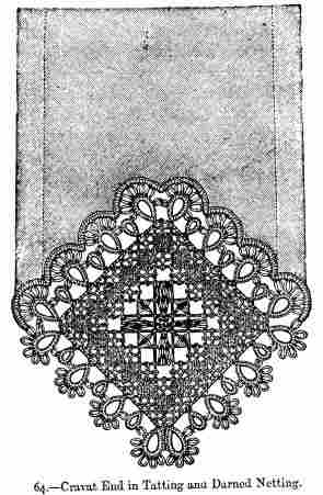 Cravat End in Tatting and Darned Netting.