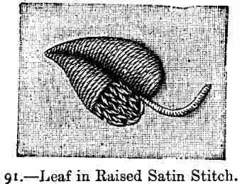 Leaf in Raised Satin Stitch.