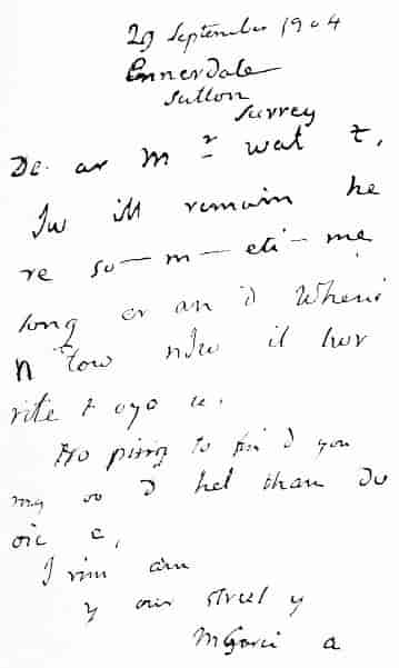FACSIMILE OF A LETTER WRITTEN BY MANUEL GARCIA AT THE AGE OF NINETY-NINE.