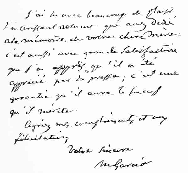 FACSIMILE OF A LETTER WRITTEN BY MANUEL GARCIA IN HIS HUNDRED-AND-SECOND YEAR.