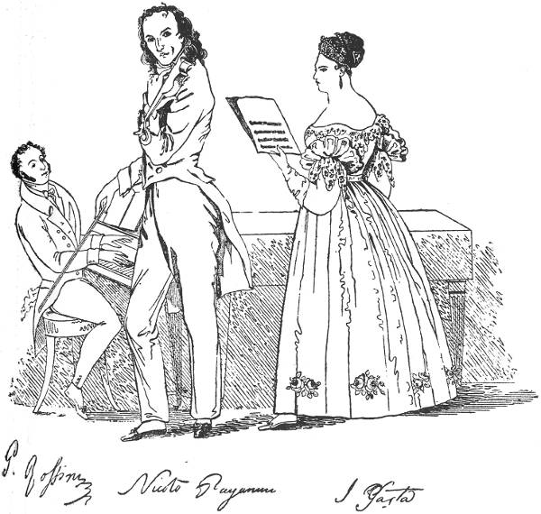 PLATE 9. (See Appendix.) Drawing of Paganini playing the violin with Rossini and Pasta, circa 1832.