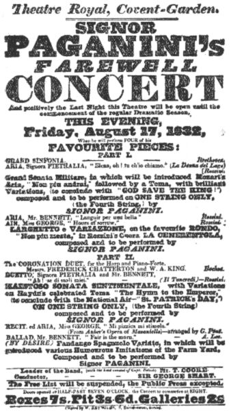 PLATE 20. (See Appendix.) Programme for a concert by Paganini.