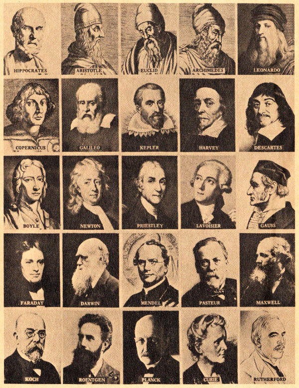 Endpaper, portraits of scientists
