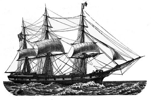 The Sir John Franklin. American Transatlantic sailing-packet. 1840.
