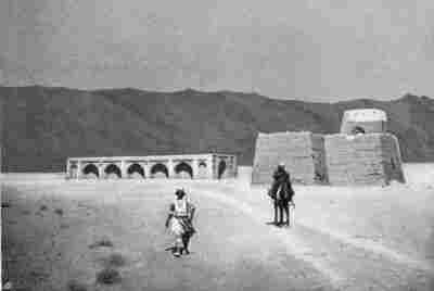 Typical Caravanserai and Mud Fort in the Desert between Yezd and Kerman.