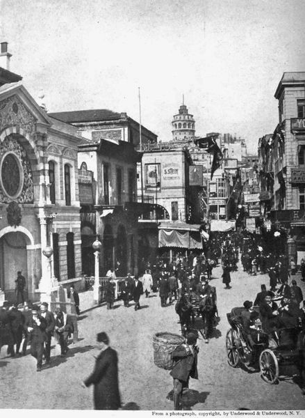 STREET VISTA IN GALATA FROM END OF BRIDGE, CONSTANTINOPLE