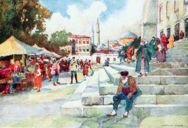 MARKET IN THE COURT OF THE MOSQUE OF SULTAN AHMED I.