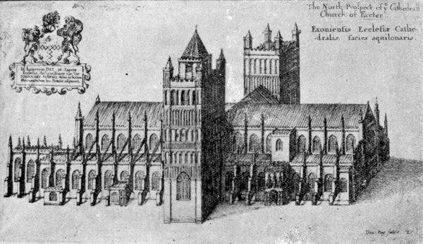 EXETER CATHEDRAL, FROM AN ENGRAVING BY DANIEL KING, c. 1650.