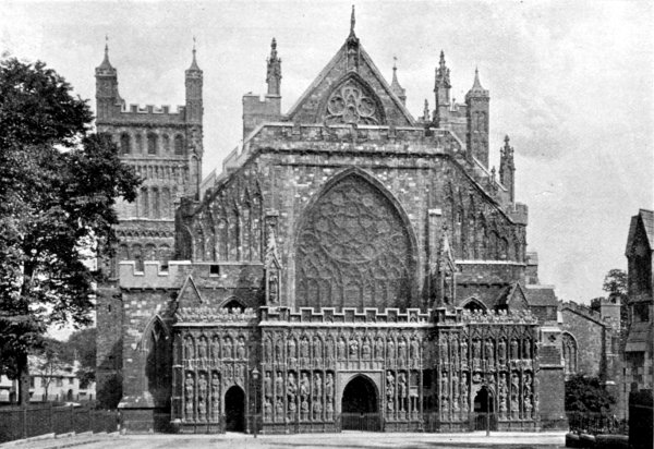 EXETER CATHEDRAL--THE WEST FRONT. The Photochrom Co. Photo.
