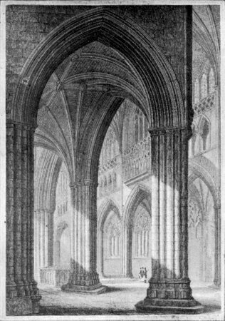 THE NAVE, FROM THE SOUTH TRANSEPT (FROM BRITTON'S 'EXETER,' 1826).