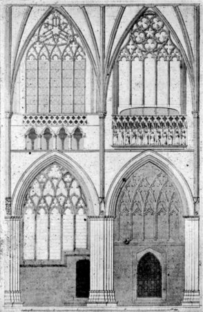 BAYS OF NAVE, WITH THE MINSTRELS' GALLERY (FROM BRITTON'S 'EXETER,' 1826).
