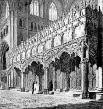 CHOIR SCREEN, LOOKING N.E. (FROM BRITTON'S 'EXETER,' 1826).