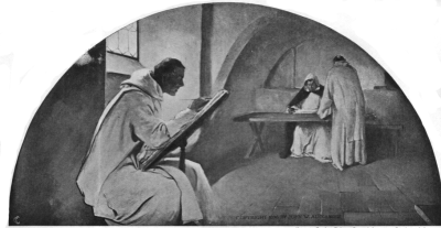 Illustration: THE MANUSCRIPT BOOK After the painting by John W. Alexander From a Copley Print. Copyright, 1899, Curtis and Cameron