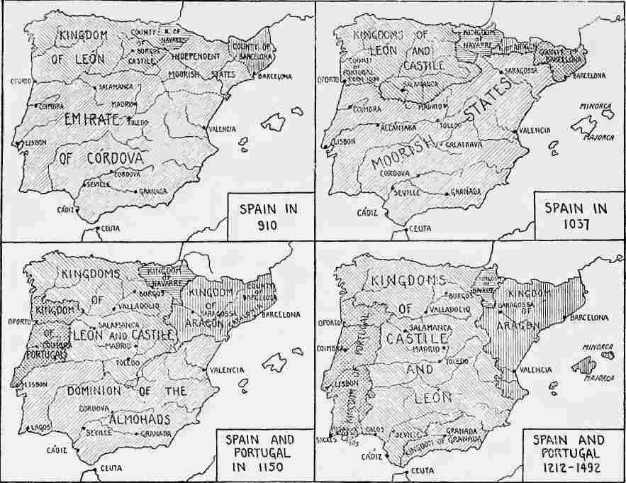 The Unification of Spain. (Based on Maps in Shepherd, W.R., Historical Atlas, pp. 82-83.).