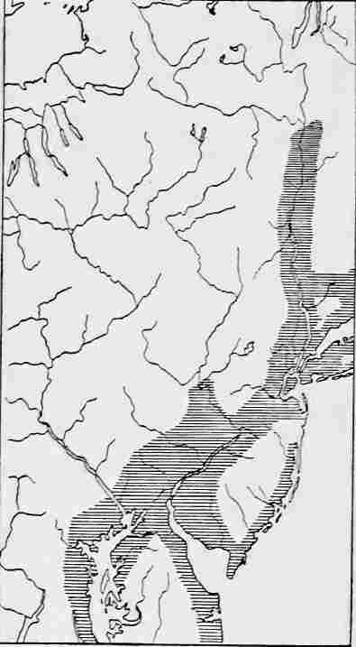 Settled areas in the Middle Colonies about 1700.