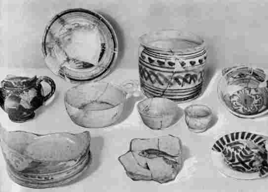 [Illustration: A few examples of English delftware in the Jamestown collection.]