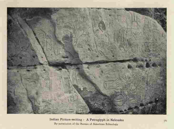 Indian Picture Writing: A Petroglyph in Nebraska. By permission of the Bureau of American Ethnology